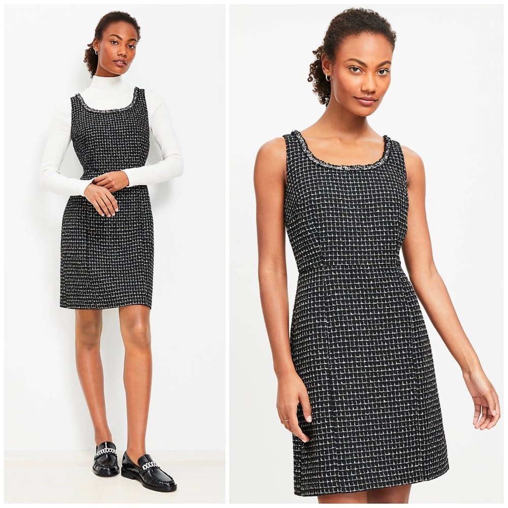 🆕 LOFT Metallic Tweed Mini Flare Dress